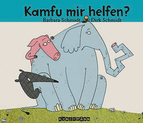 Das Buchcover zeigt einen Elefanten mit krummem Rüssel, hinter ihm sind ein Schwein und Ameisenbär.