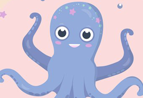 Illustration eines kleinen, blauen Kraken.