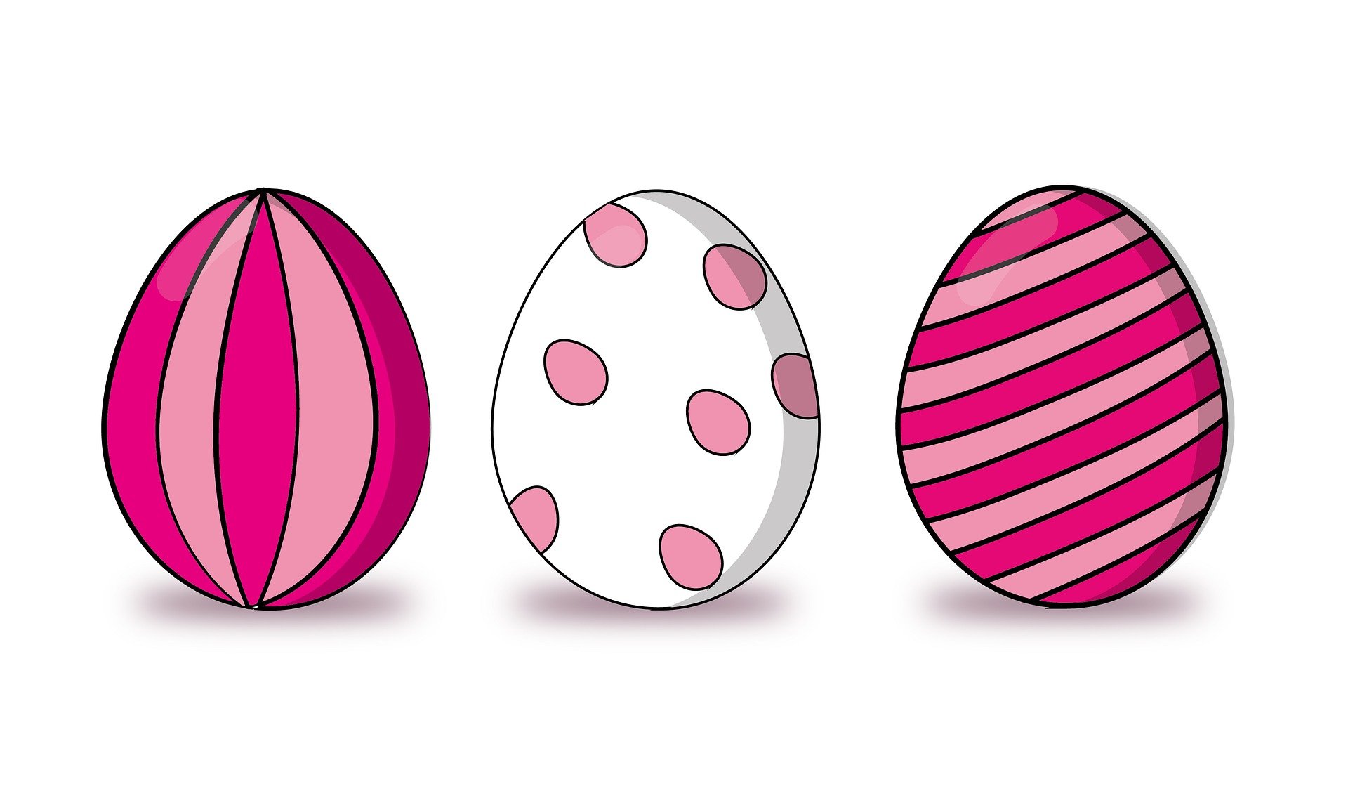 Illustration von drei Ostereiern.