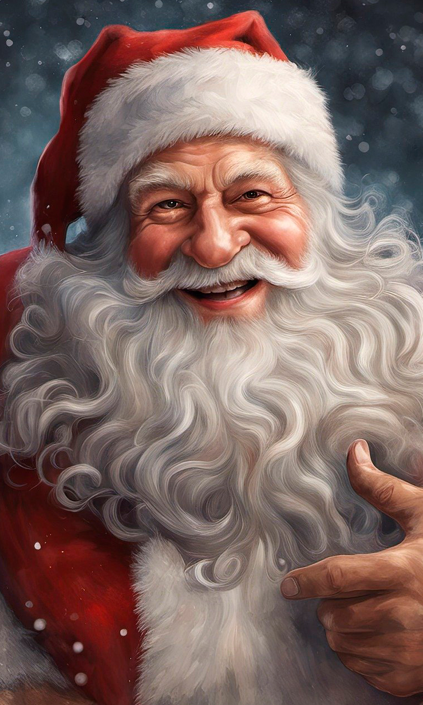 KI-Bild eines Nikolaus, mit weißem Bart und rotem Anzug.