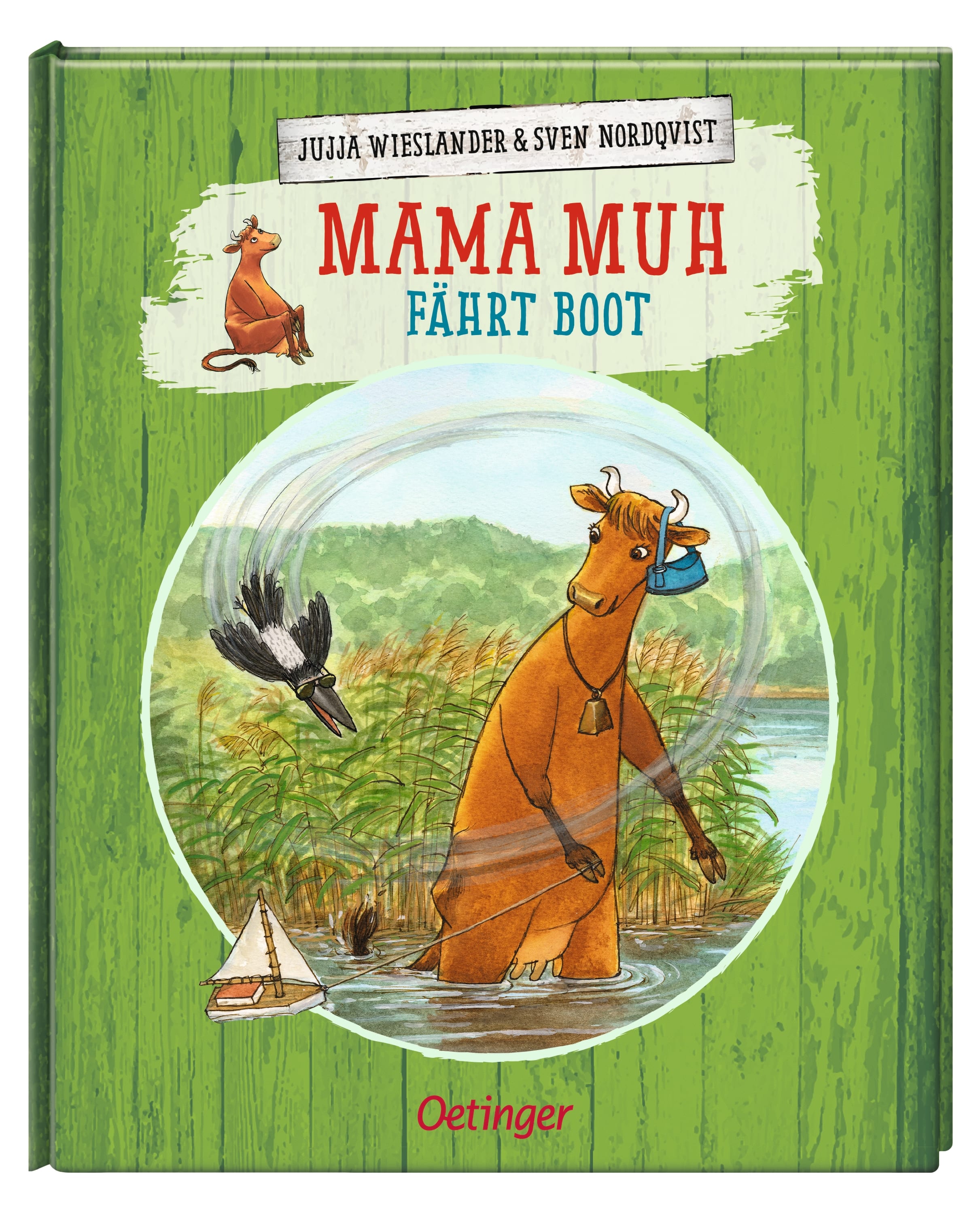 Das Buchcover zeigt eine Kuh auf einem Boot.