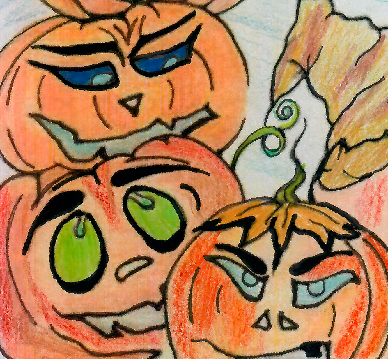 Gezeichnete Kürbisgesichter