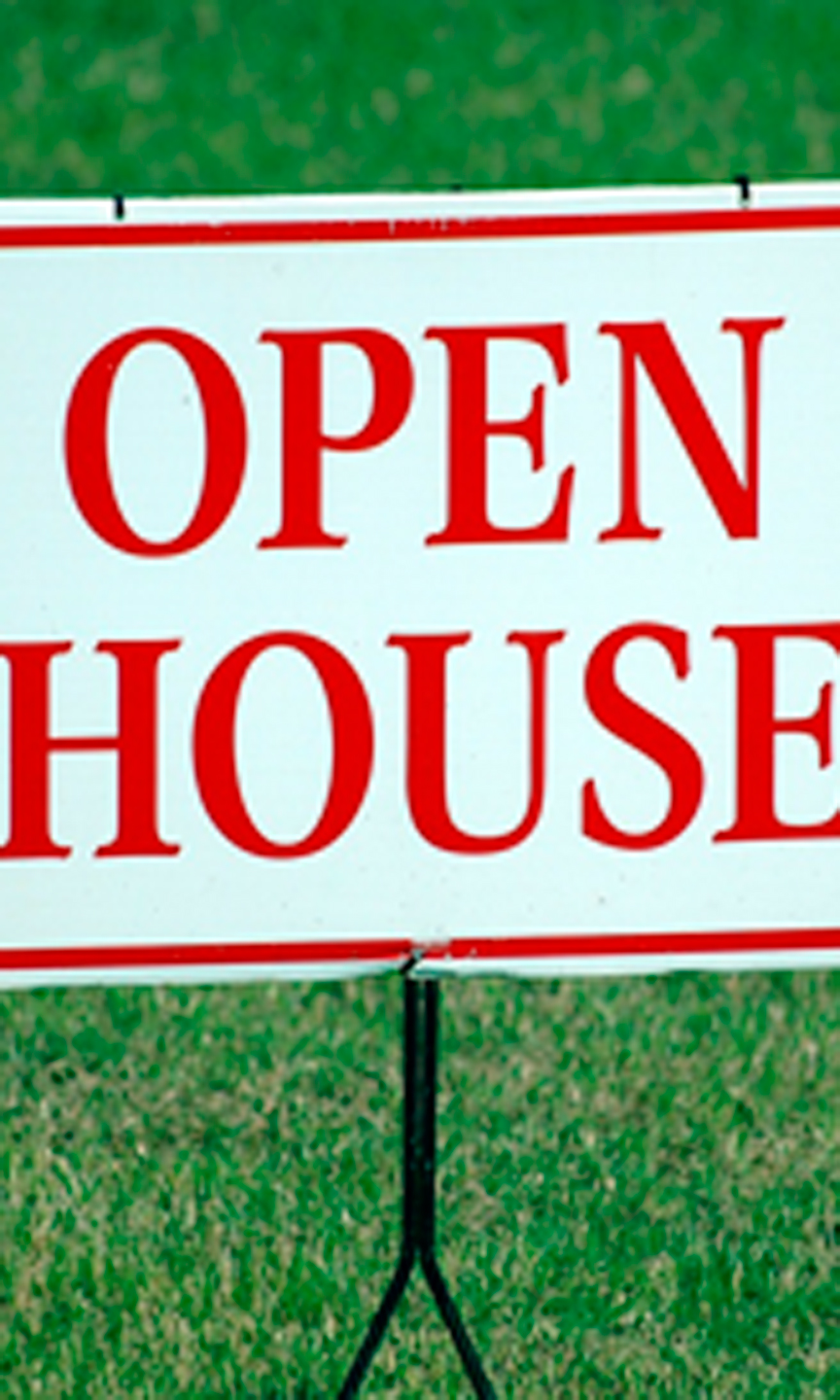 Schild auf dem "Open House" steht.
