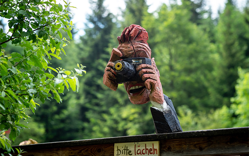 Holzfigur mit Fotoapparat