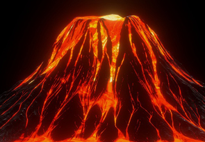 Bild eines feuerspuckenden Vulkans.