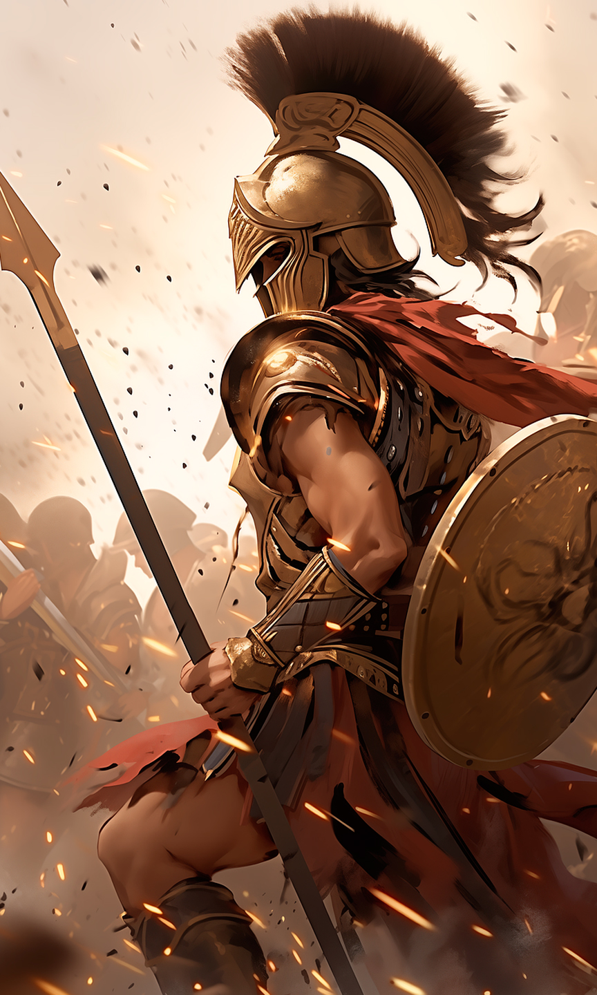 Zeichnung eines Römers in der Schlacht.