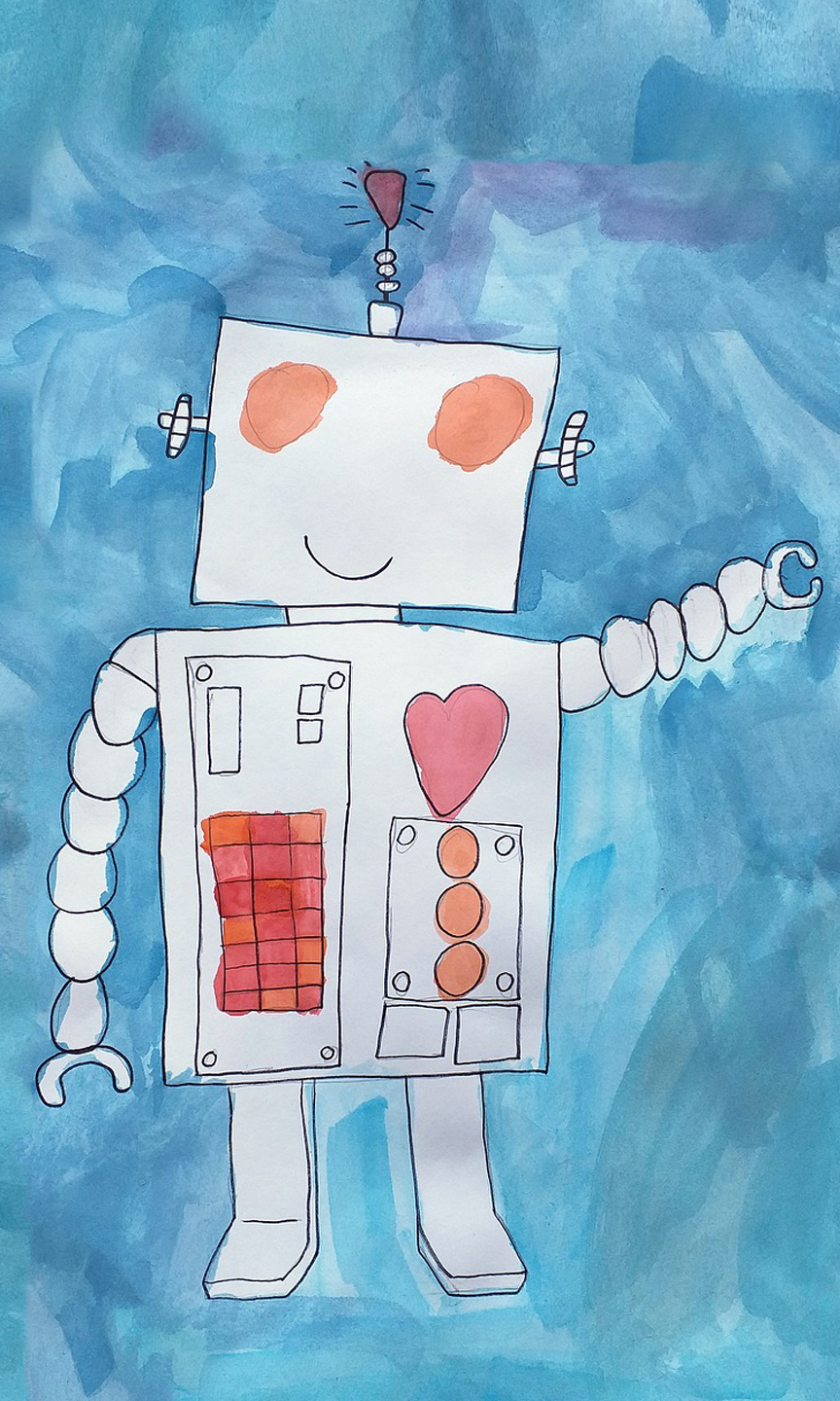 Zeichnung eines Roboters.