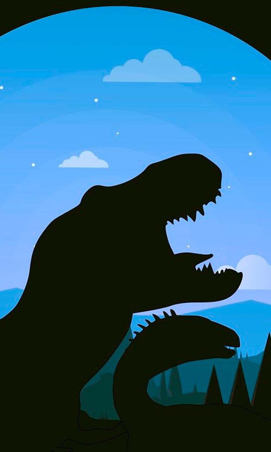 Die Schattenumrisse von zwei Dinosauriern